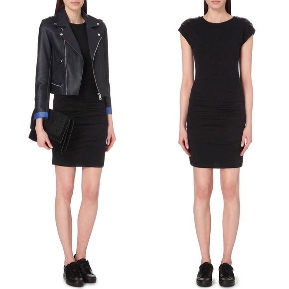 Maje Dresses & Skirts - Maje Black Tentrave Embellished-Shoulder Dress